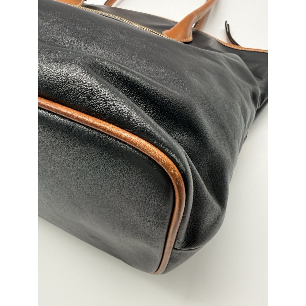 Dooney Bourke Large Black Leather With Cognac Trim Shoulder bag - Picture 8 of 16